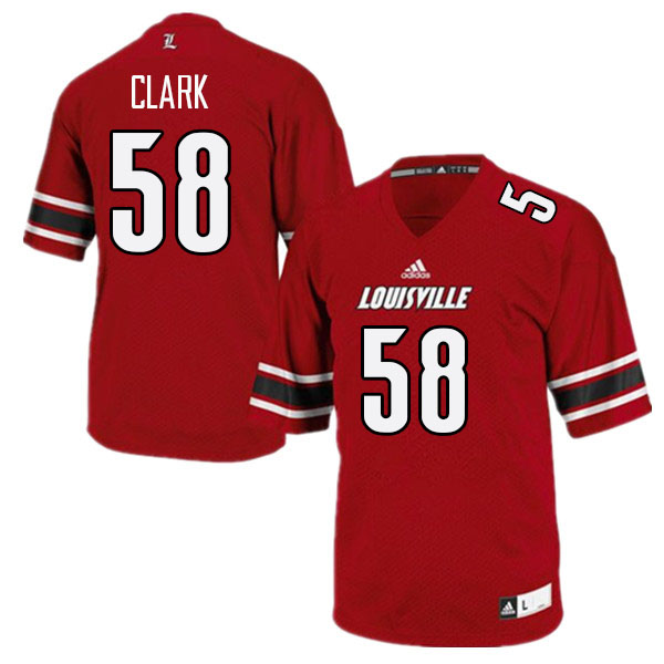 Men #58 Jeff Clark Louisville Cardinals College Football Jerseys Stitched Sale-Red - Click Image to Close